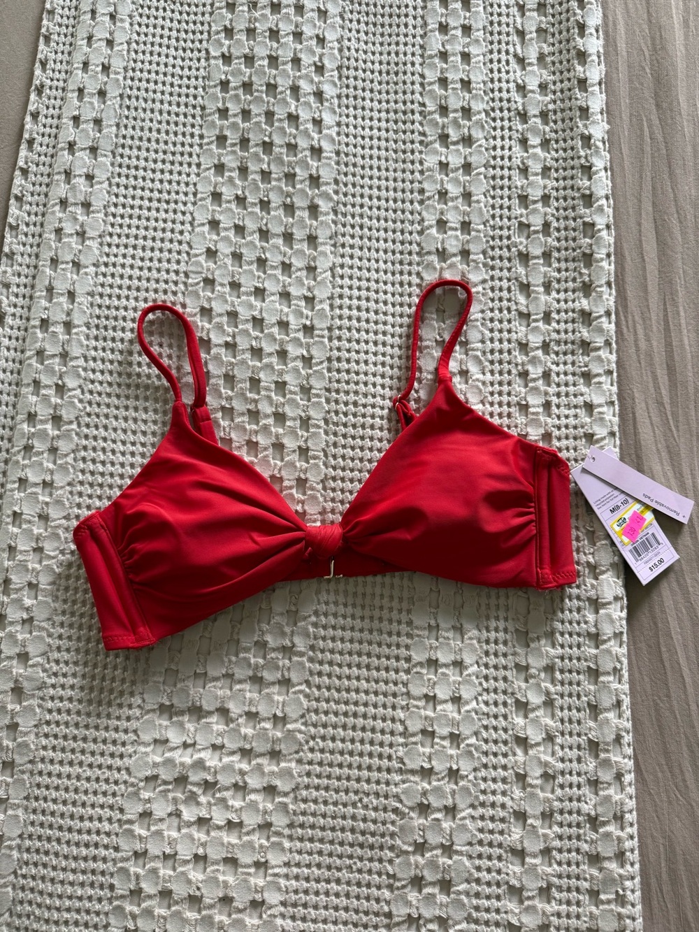 NEW wild fable Red Knot-Front Bikini Top Size M